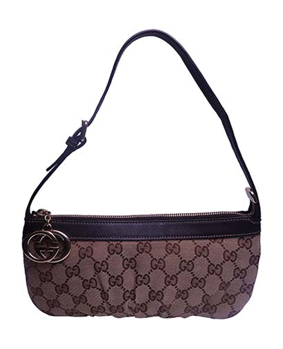 GG monogram Pochette, &pound;140, Handbags, Brown, Canvas, Front view